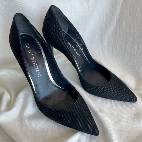 Stuart Weitzman Black Pointed Toe High Heel pumps, Sz. 7M - Picture 1 of 9